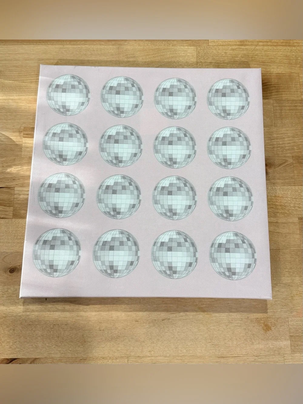 Pastel Pink disco ball Wall Art Canvas
